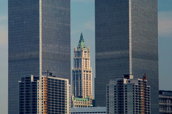 Original NYC Twin Towers With Woolworth Building